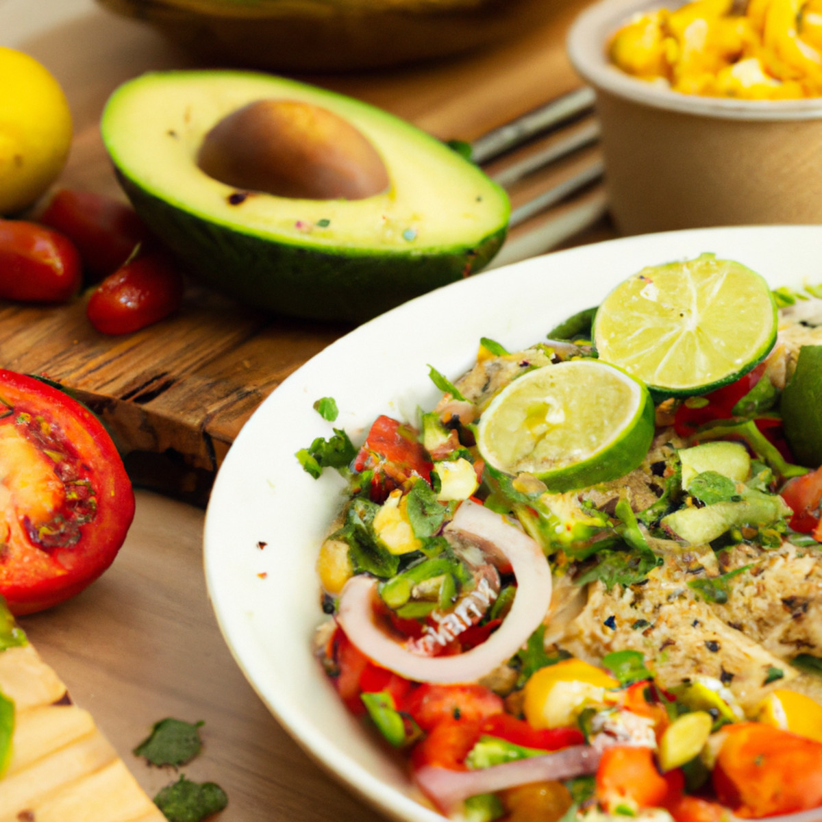 avocado and quinoa salad with toasted sweetcorn