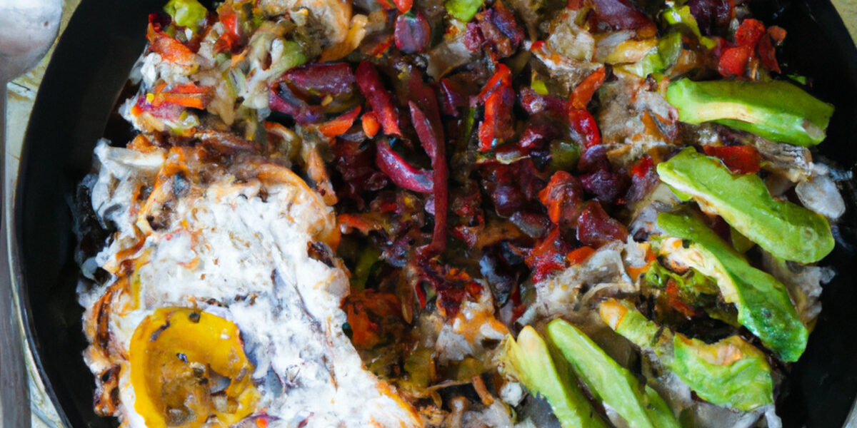 black beans and rice with fried egg and avocado