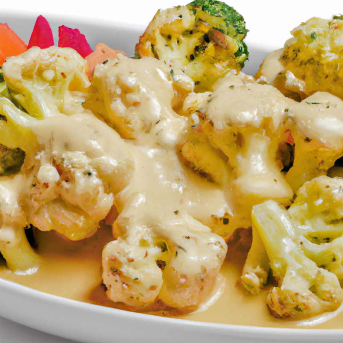 broccoli and cauliflower in mustard sauce