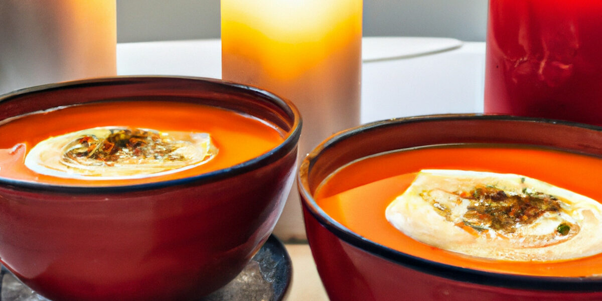 carrot soup with pesto and creme