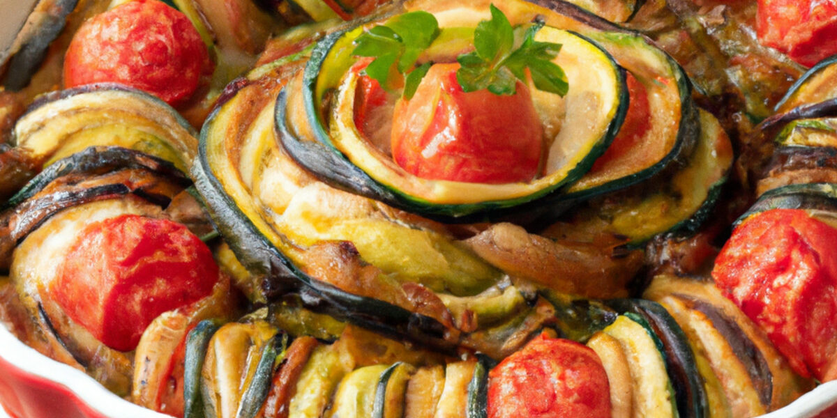 cheese topped and baked ratatouille