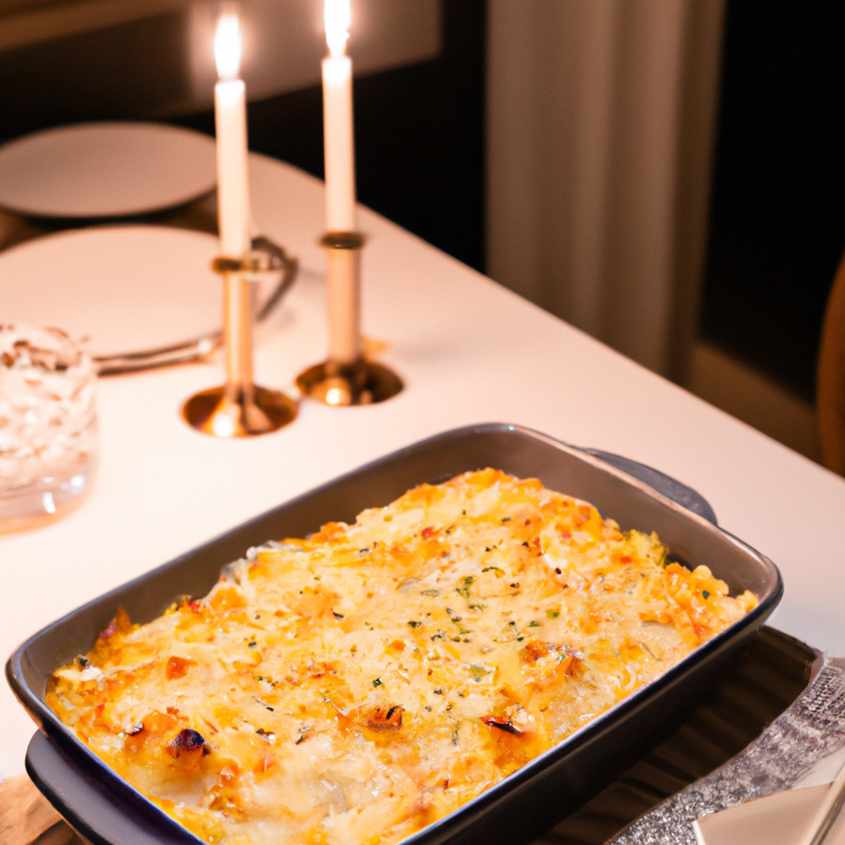 cheesy cauliflower, squash and orzo gratin