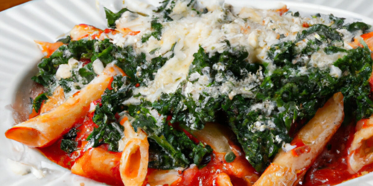 cherry tomato pasta with kale and cheese