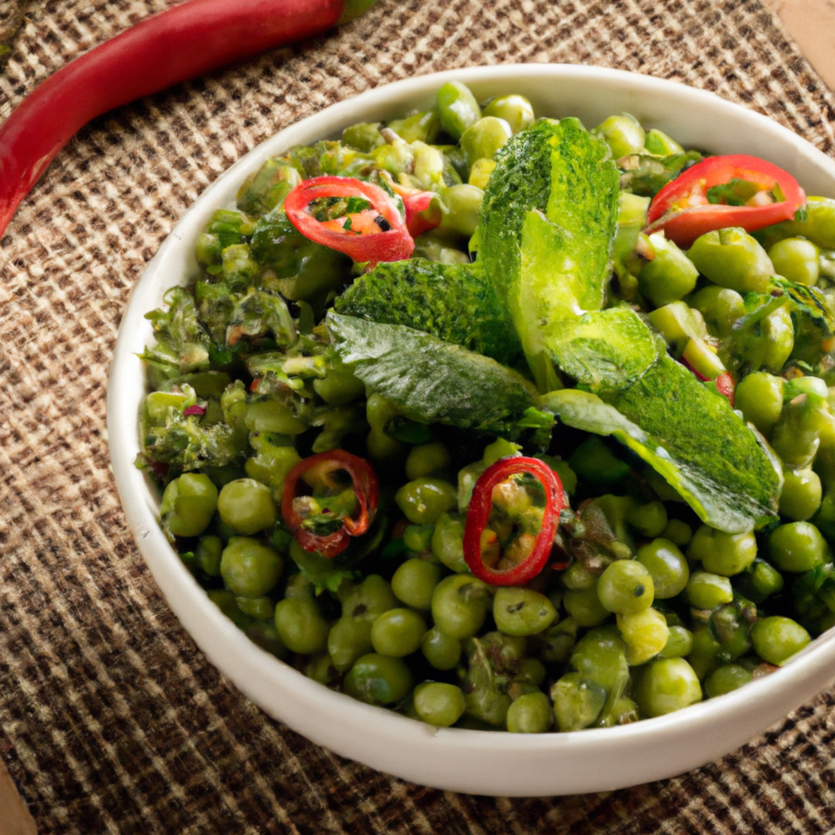 chili and mint peas