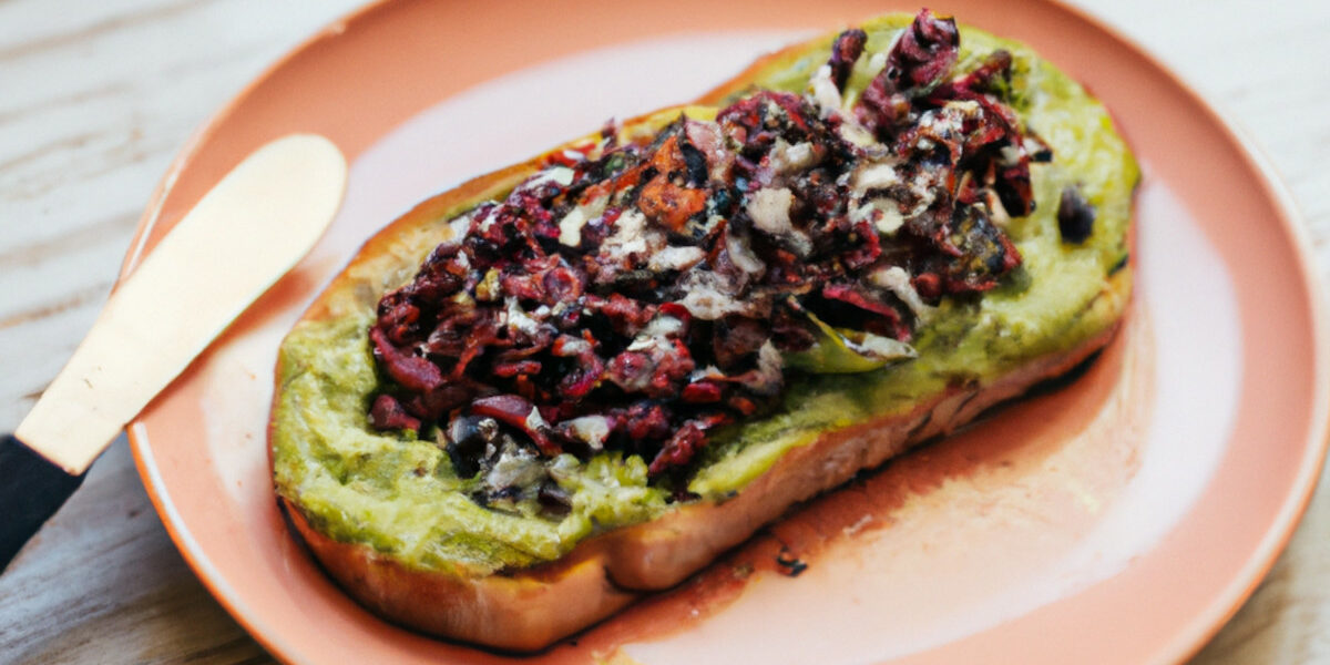 creamy avocado and bean topped bread