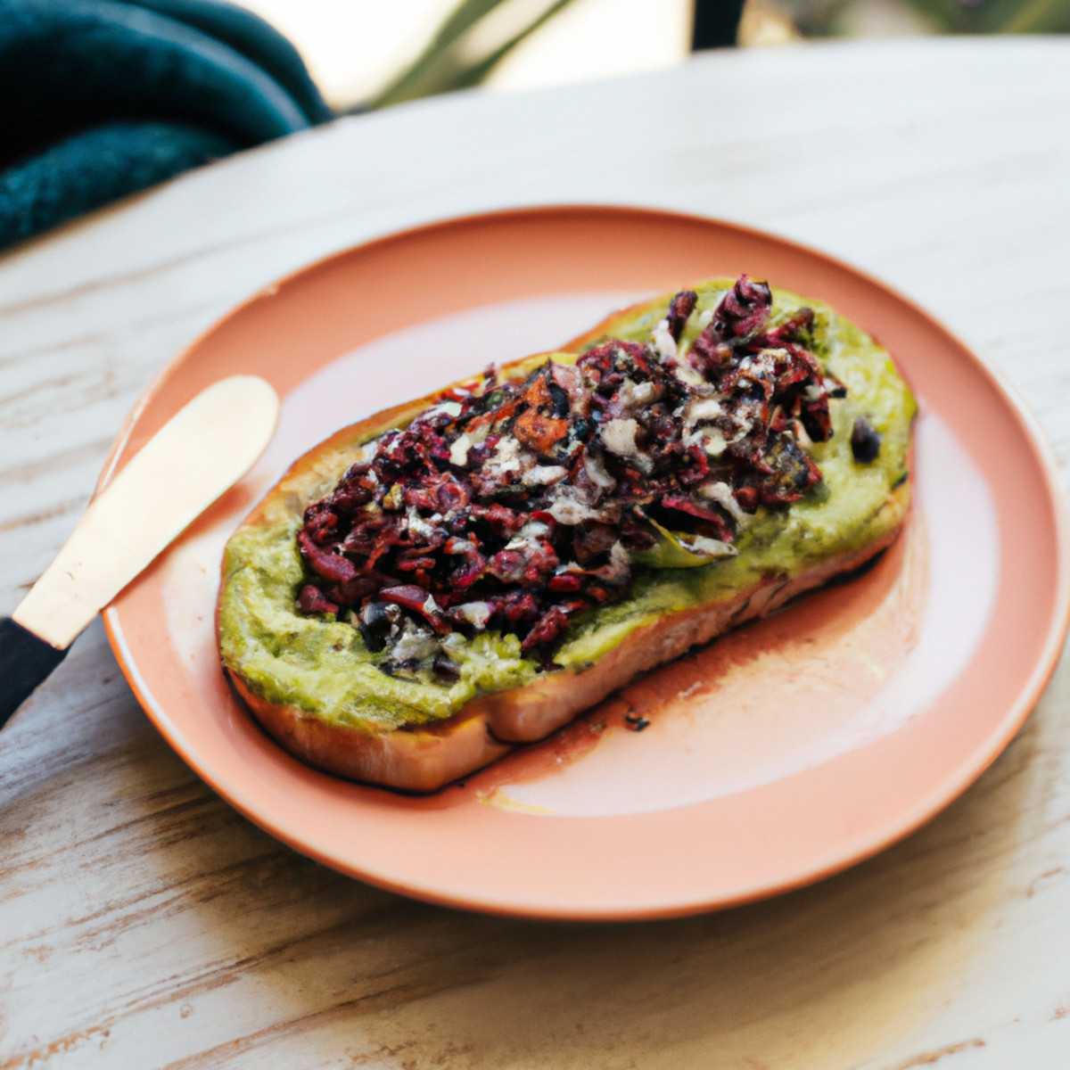 creamy avocado and bean topped bread