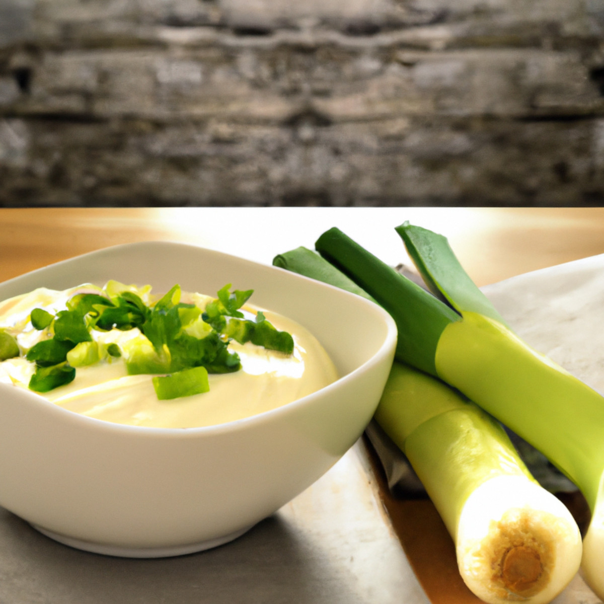 creamy cheese with leeks