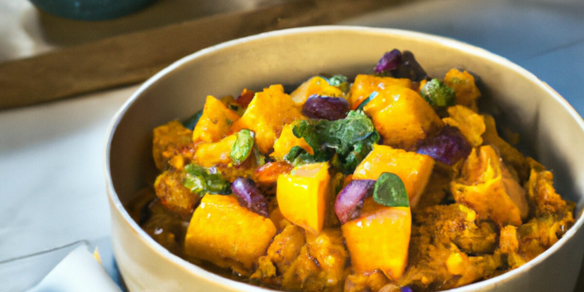 curry flavored sweet potatoes and veggies