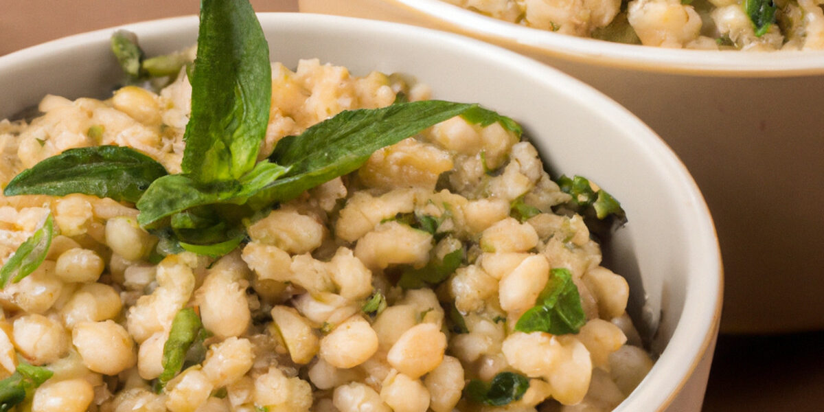 flavoured barley with fava bean risotto