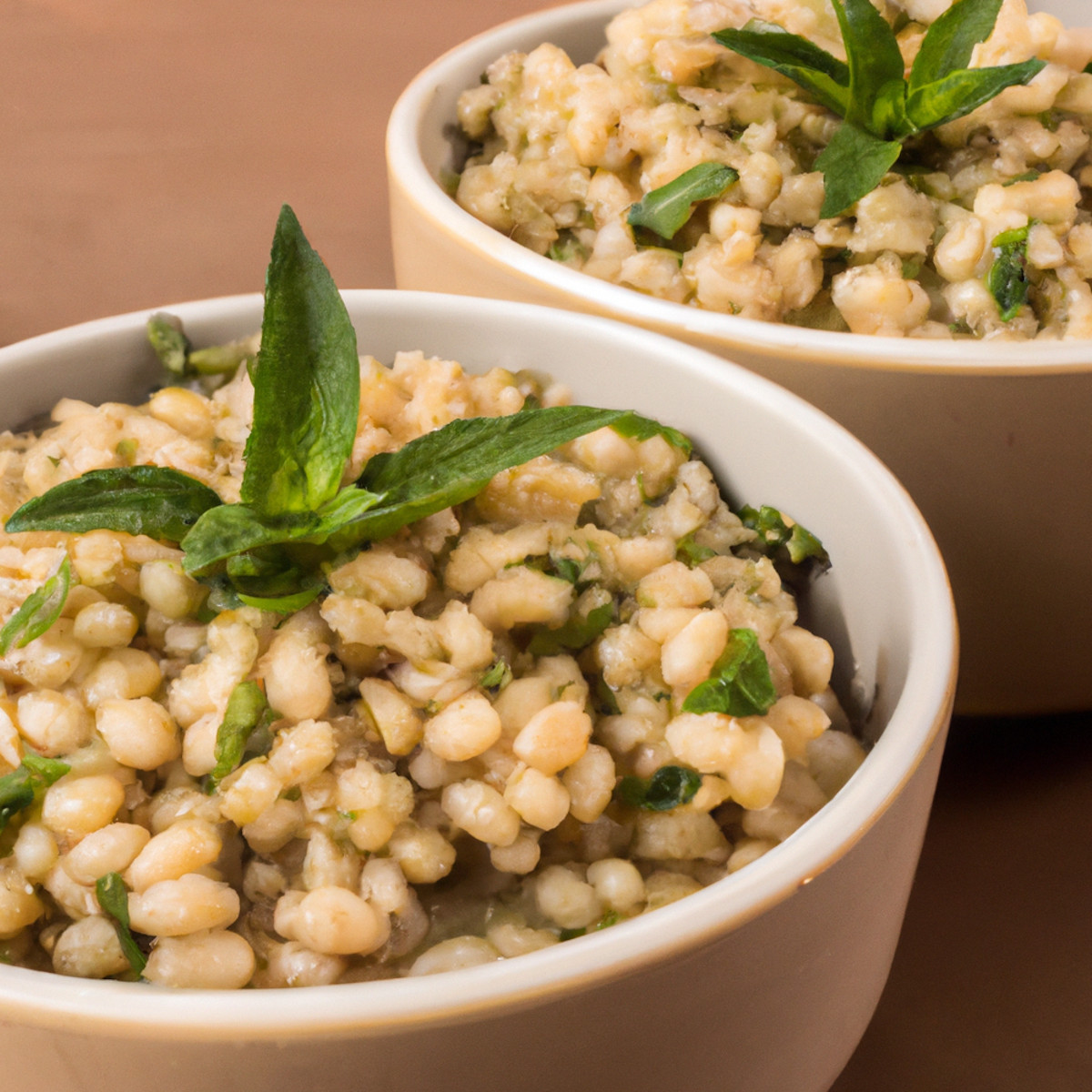 flavoured barley with fava bean risotto