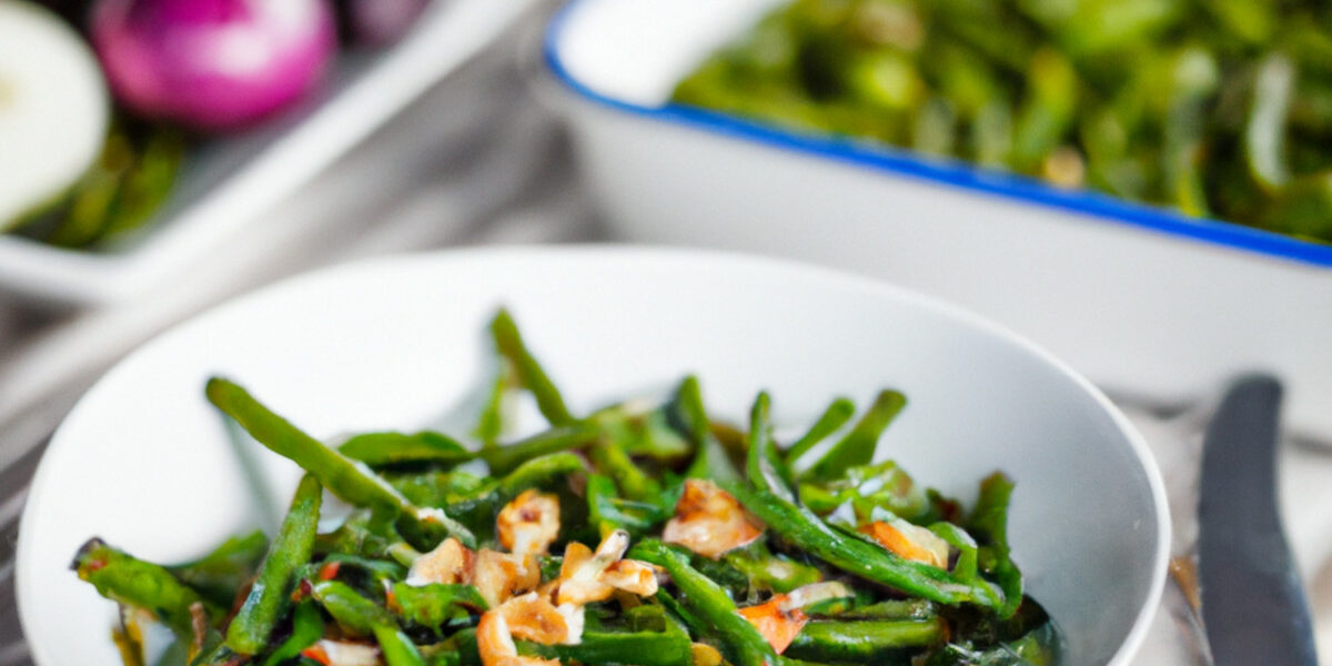 garlicky roasted green beans with shallots and nuts