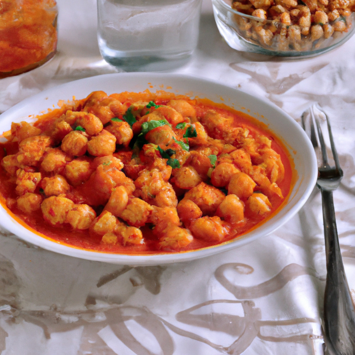 gingery chickpeas in spicy tomato sauce