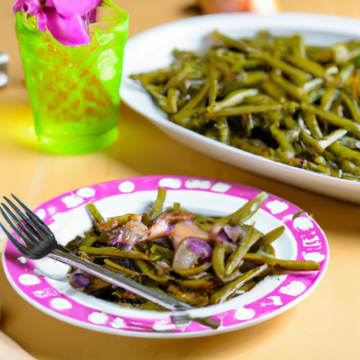 green bean with warm shallot