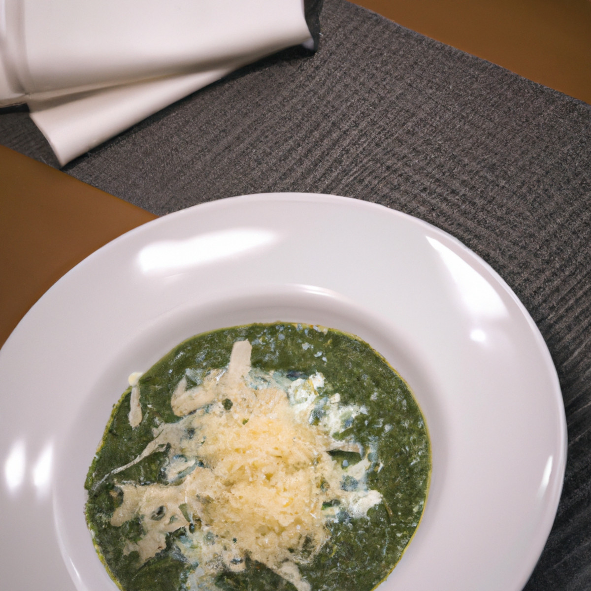 green veggie soup with grated cheese