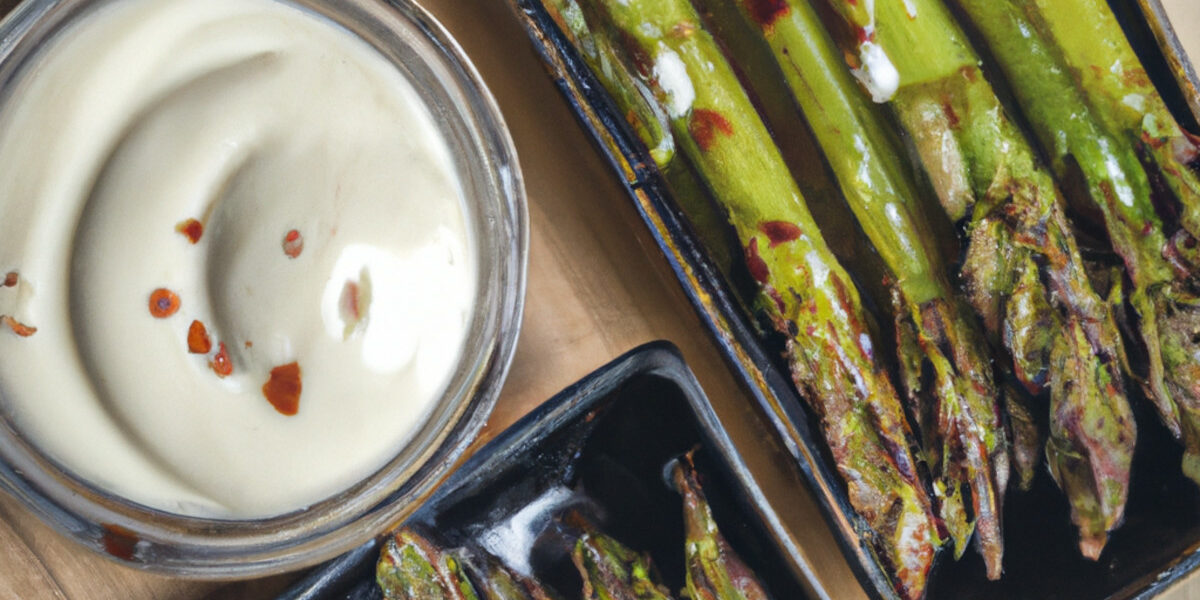 herby asparagus with dipping sauces