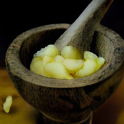 the garlic is crushed into a paste.