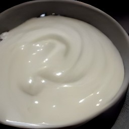 the output is a garlic-yogurt mixture.