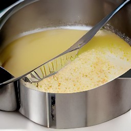 the crumbs are transferred to the baking dish and one tablespoon of melted butter is drizzled over the top.