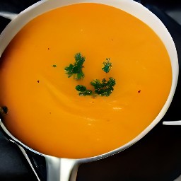 soup that has been cooked for 4 minutes and has been divided into bowls with plain yogurt, chopped coriander, and paprika.