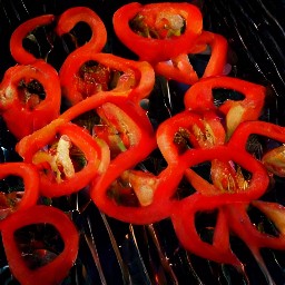 roasted red bell pepper slices.