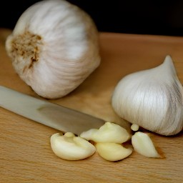 a peeled garlic clove.