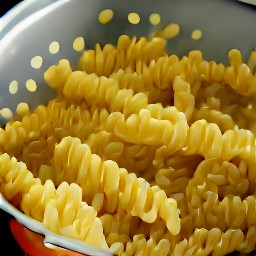 the pasta drained of water.