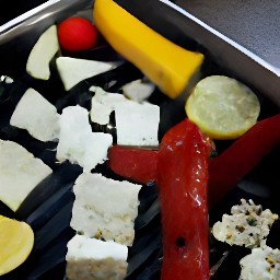 a roasted veg antipasti with feta cheese and juiced lemons.