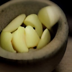 a paste made from the crushed garlic.