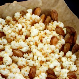 a nut mix that is cooled down and transferred to a plate.