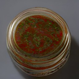 a jar of salsa and a plate of green chili salsa.