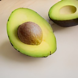 the avocados are cut in half.