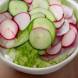 the dressing is transferred to a serving bowl and mixed using a salad mixing spoon.