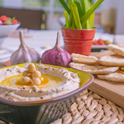 

Garlicky hummus is a vegan, gluten-free, eggs-free, soy-free and lactose-free side dish made with chickpeas and garlic - an incredibly flavourful combination!