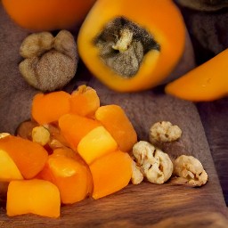 chopped walnuts and peeled, chopped persimmons.