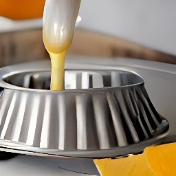 the batter in the bundt pan.