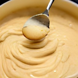 the batter mixed using a spoon.