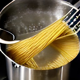 spaghetti that has been cooked in boiling water.