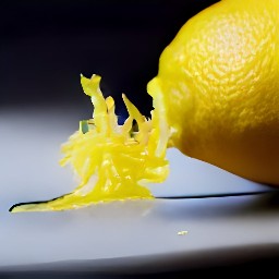 the lemon zester creates thin strips of lemon peel.