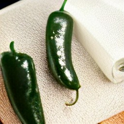 the jalapeno peppers are pat-dried with a kitchen paper.