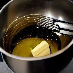 a bowl of molasses, butter, eggs and vanilla extract that has been mixed for 2 minutes.