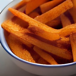 a bowl containing a mixture of olive oil, ground cumin, chili powder, and onion powder with sweet potato strips stirred in.