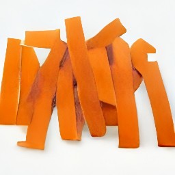 after peeling the sweet potatoes, they should be cut lengthwise into 1/3-inch strips.
