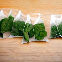 boiled spinach in tea bags.