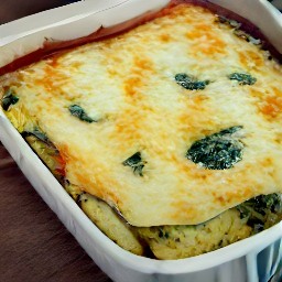 the heat is turned off and the baking dish is taken out of the hot oven.