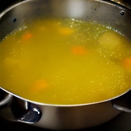 the output of boiling vegetable broth for 4 minutes is 4 minutes of boiled vegetable broth.