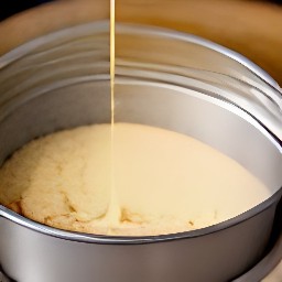 the mixture is poured into a cake tin.
