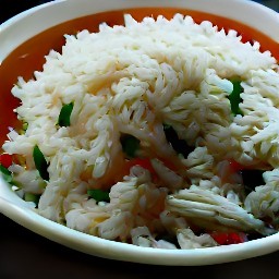 a bowl of white rice with green, red bell peppers, and green chili peppers.
