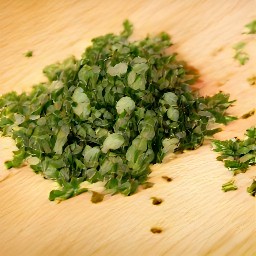 small pieces of potatoes and chopped coriander.