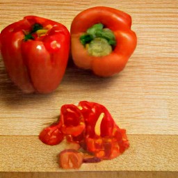 chopped red bell peppers.