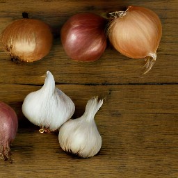 a peeled and chopped onion and garlic.